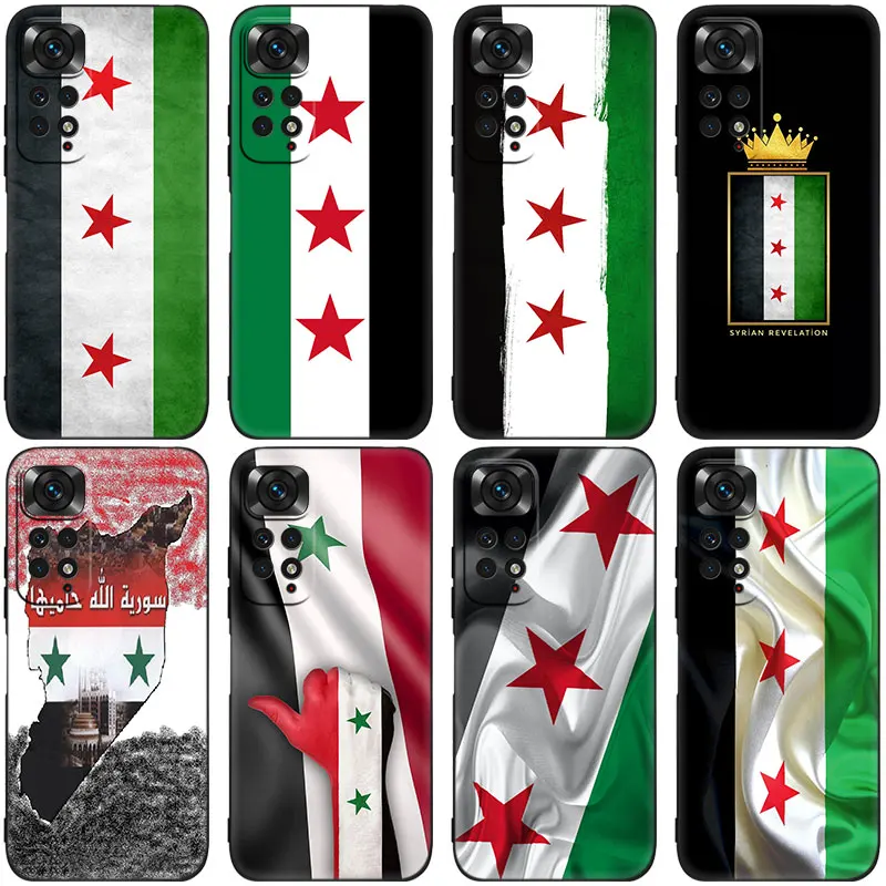 Syrian Syria Flag Black Phone Case For Xiaomi Redmi Note 12 + 11 11S 11T 11E 10 10T 5G 10S 9S 9 8T 7 6 Pro Silicone Cover