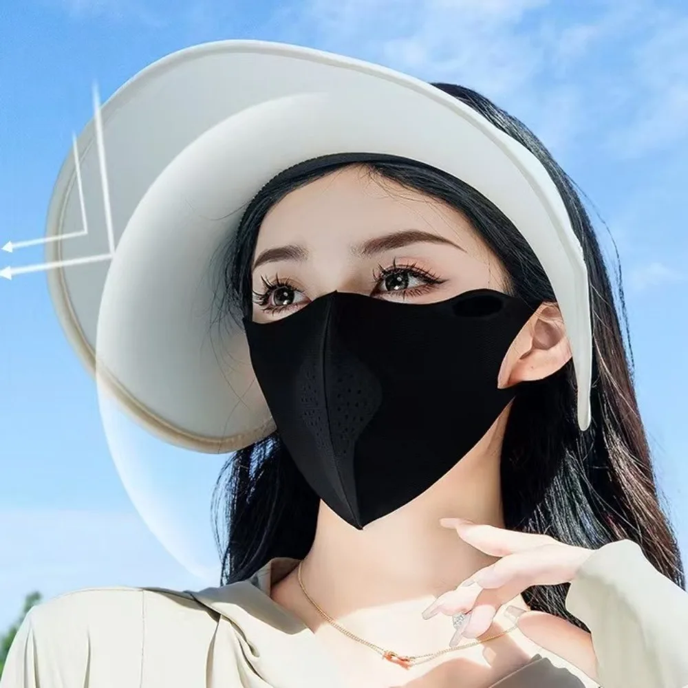New Breathable Ice Silk Mask Washable Dustproof Riding Face Mask Anti-UV Sunscreen Mask Outdoor Sports