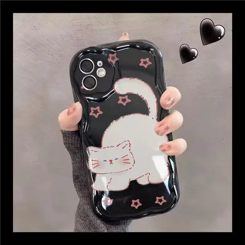 Case For Infinix Hot 20 4G 12 30 9 Play 30i 20i Smart 7 6 HD Plus cover Soft Clear TPU Wavy Texture Cute Rabbit Cat Bear Flower