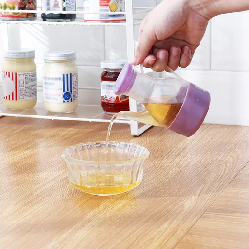 Transparent Gravy Boats Leakproof Oil Can Bottle Condiment Dispenser Plastic Soy Sauce Vinegar Container Pot Kitchen