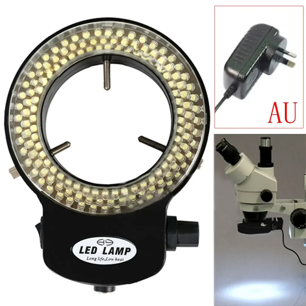 Adjustable 144 LED Ring Light Lamp backlight Illuminated for Industry Stereo Microscope Camera Magnifier AC 100~240V