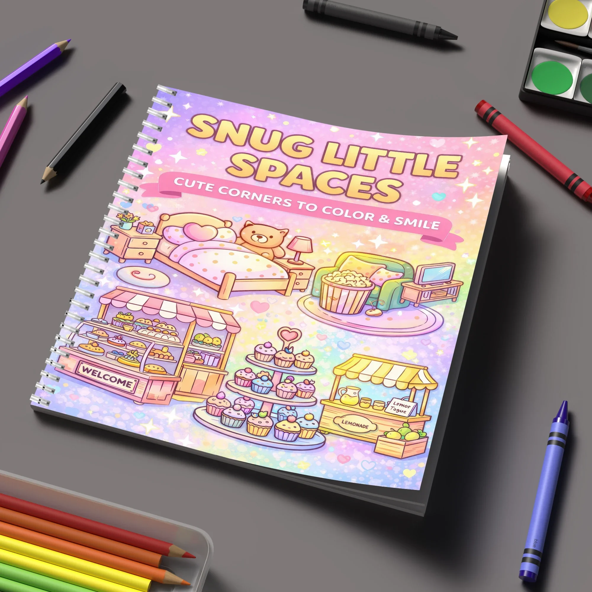 Coloring Book Little Spaces for Adult Colouring Book, Birthday Day Gift, Back to School Supplies, Adults Cute Drawing Book