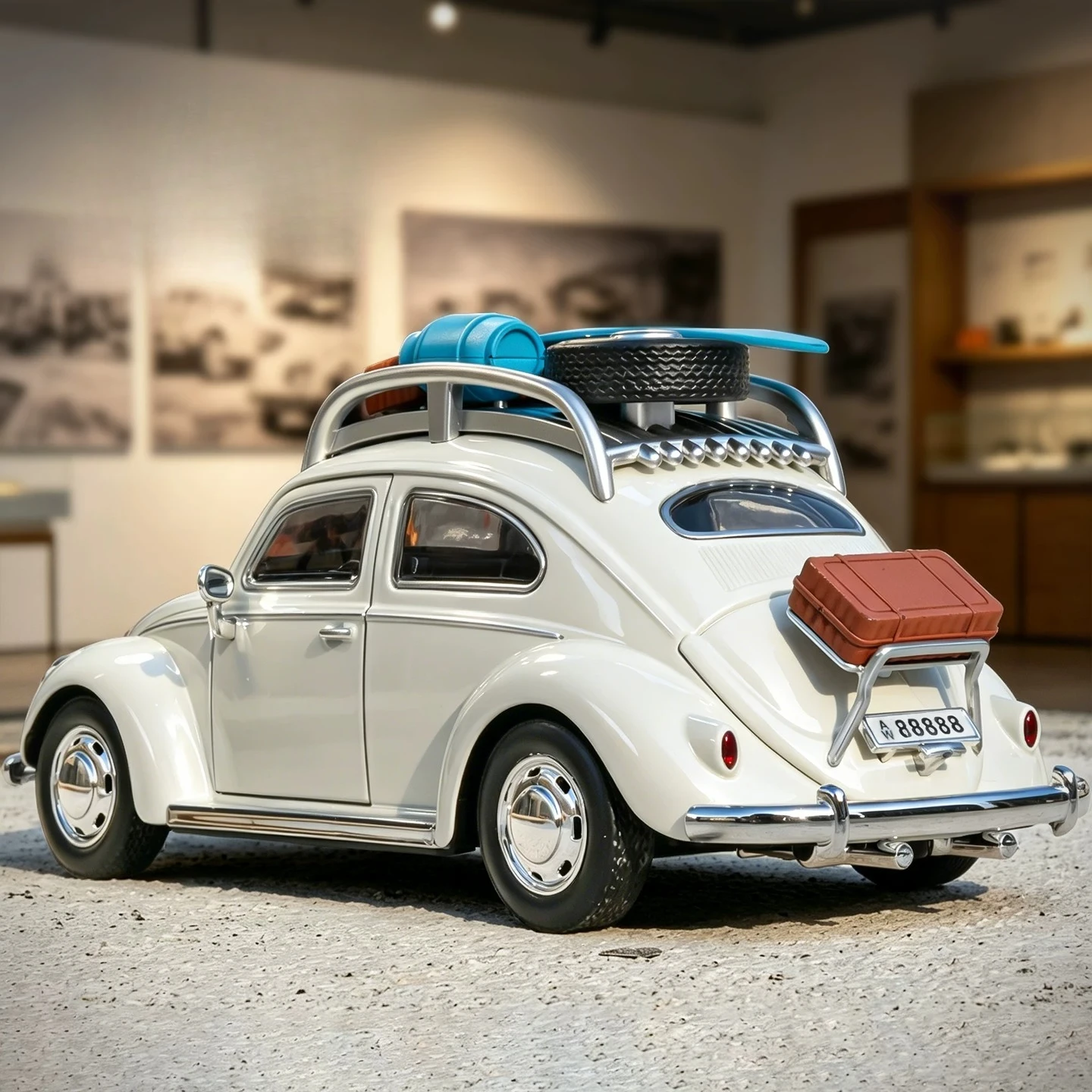 1:24 Beetle Travel Version Compact Sedan Alloy Diecast Model Car Indoor Computer Host Interior DIY Ornaments Present