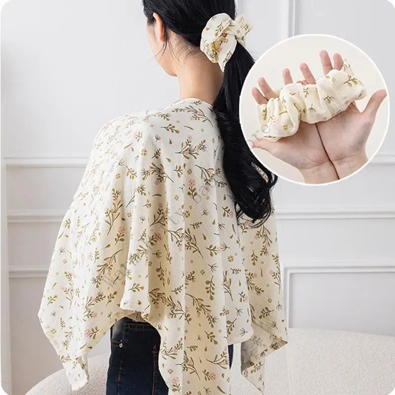 منشفة الرضاعة الطبيعية من XXFE مريلة تغذية الطفل مع حقيبة تخزين وربطة شعر بتصميم جميل #3
