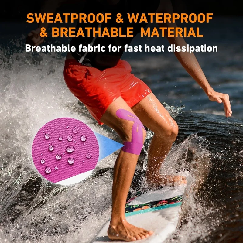 Kinesiology Tapes For Knees Waterproof Breathable Sport Tape Elastic Adjustable Knee Elastoplast for Running Gym Hiking Sports