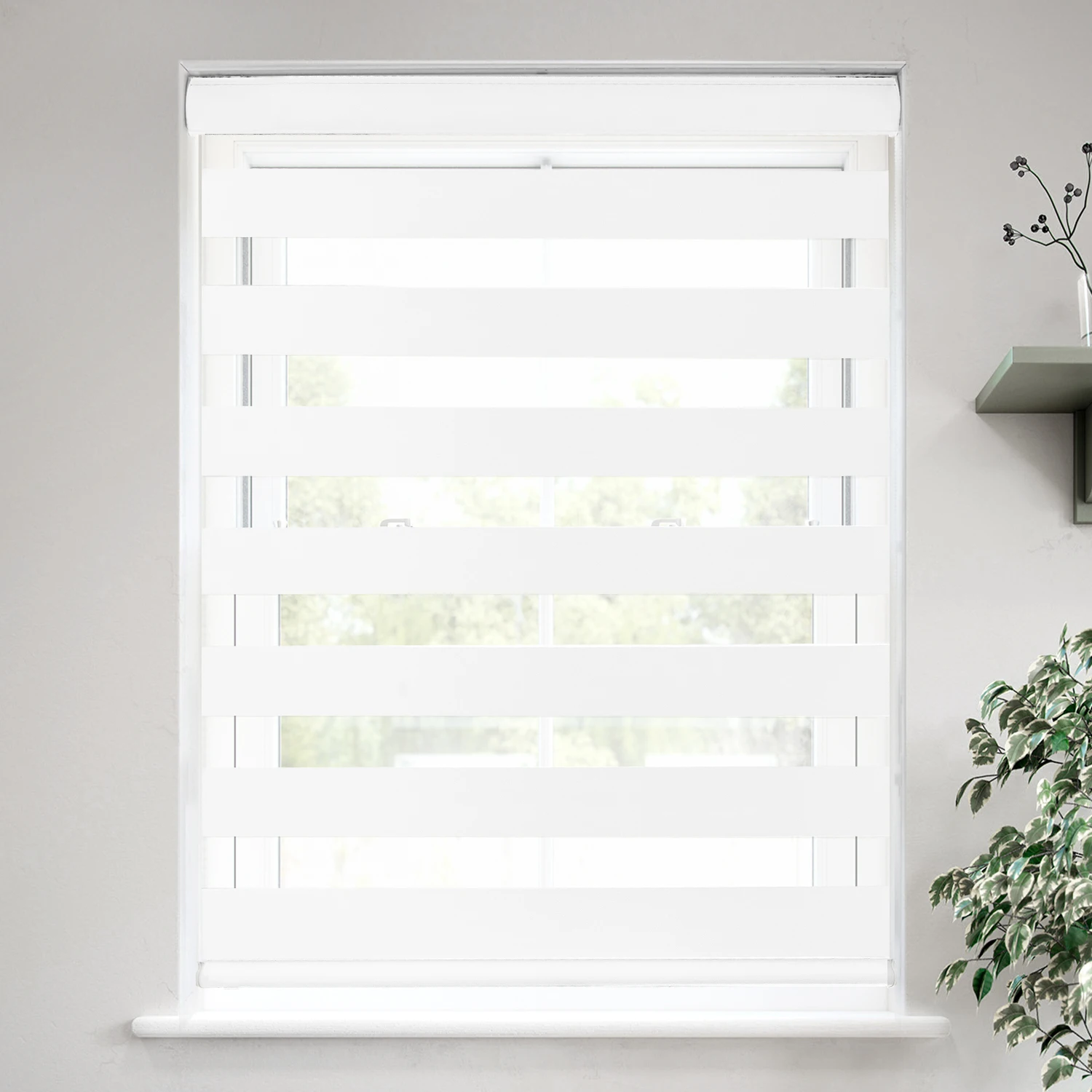 White Color Tuya Alexa Smart Home Window Blinds Zebra Blinds for Windows Roller Curtains Blackout Blinds