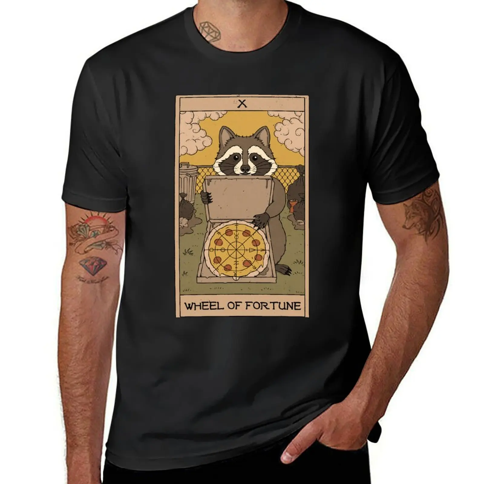 Wheel of Fortune - Raccoons Tarot T-Shirt Blouse kawaii clothes vintage Men's clothing