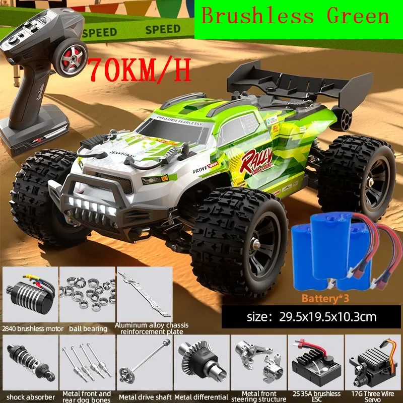 Brushless High Speed RC Racing Car 1/18 4WD Drift Racing Remote Control Car 2.4G 70KM/H LED Headlight Off Road Climbing Car Toys