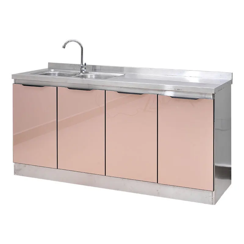 

Storage cabinet integrated sink stainless steel kitchen stove household economical cupboard