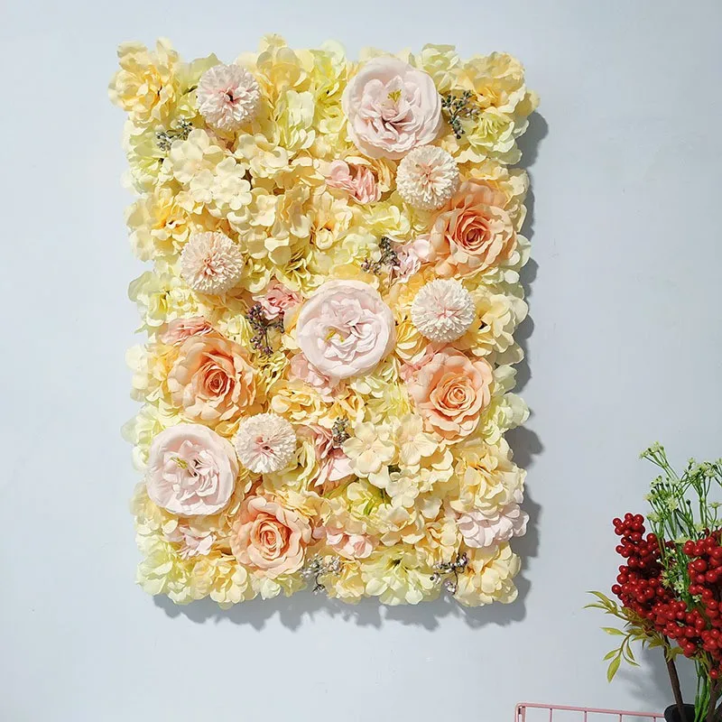 

New wedding supplies hotel background decoration Rose peony hydrangea silk flower plastic grid row simulation flower wall flower