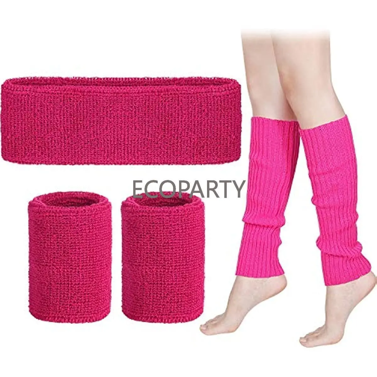 80s Leg Warmers Set for Women Neon Workout Outfit 80s Costumes Accessories Leg Warmers Running Headband Wristbands for Girls