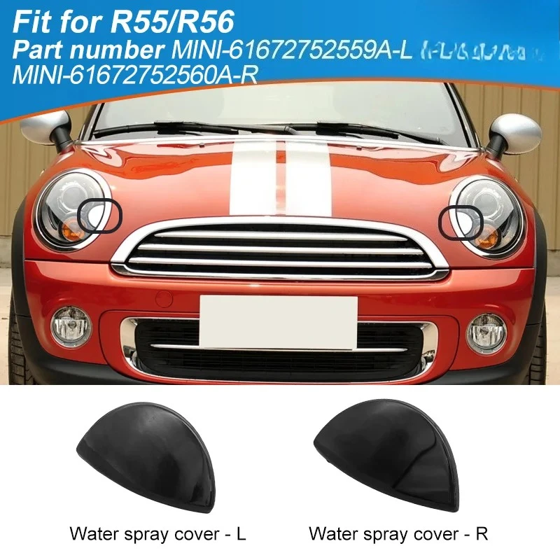 Image of Auto-Scheinwerferdüse rechts oder links, schwarze Waschabdeckung für BMW MINI COOPER R55 R56 R57 R58 R59 61672752560A 61672752559A