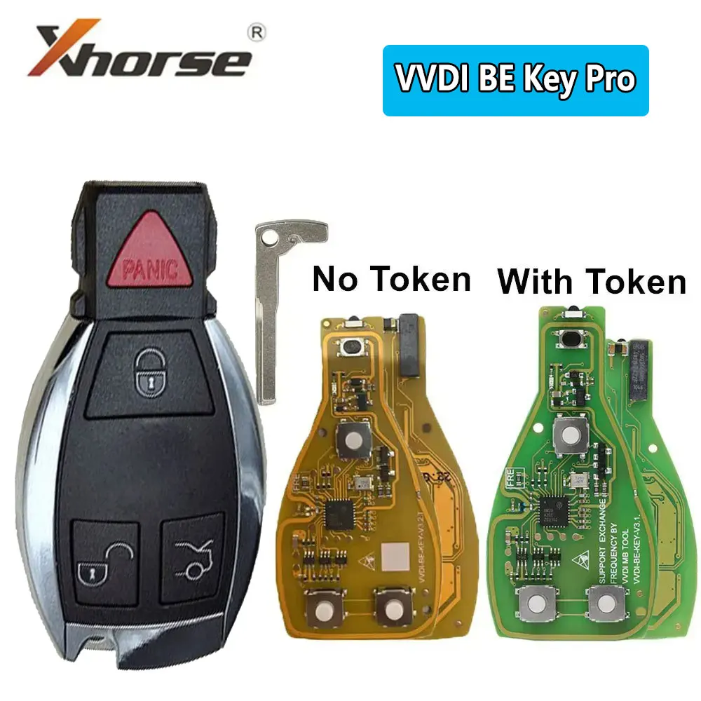 

Xhorse VVDI BE Key Pro Car Remote Key 3 4 Button for Mercedes Benz V3.2 PCB Smart Remote Key Chip Improved Version 315MHz/433MHz