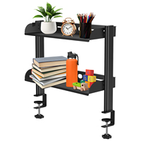 Clamp On Desk Shelf 2 Tiers Desktop Clamp Organizer Easy to Install Clamp Table Mount Shelf Space Saving Desktop Clamp Shelf