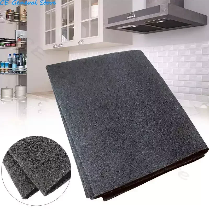 5pcs/set Black Cooker Hood Extractor Fibrous Activated Carbon Filter Cotton For Smoke Exhaust Ventilator Home Kitchen Range Hood