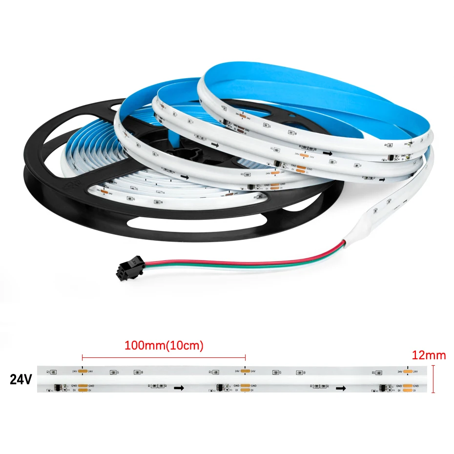 Rgbic cob led streifen dc24v flexibles band 120leds/m adressierbare bunte led streifen fernbedienung/bluetooth/wifi steuerung fรผr innen dekor