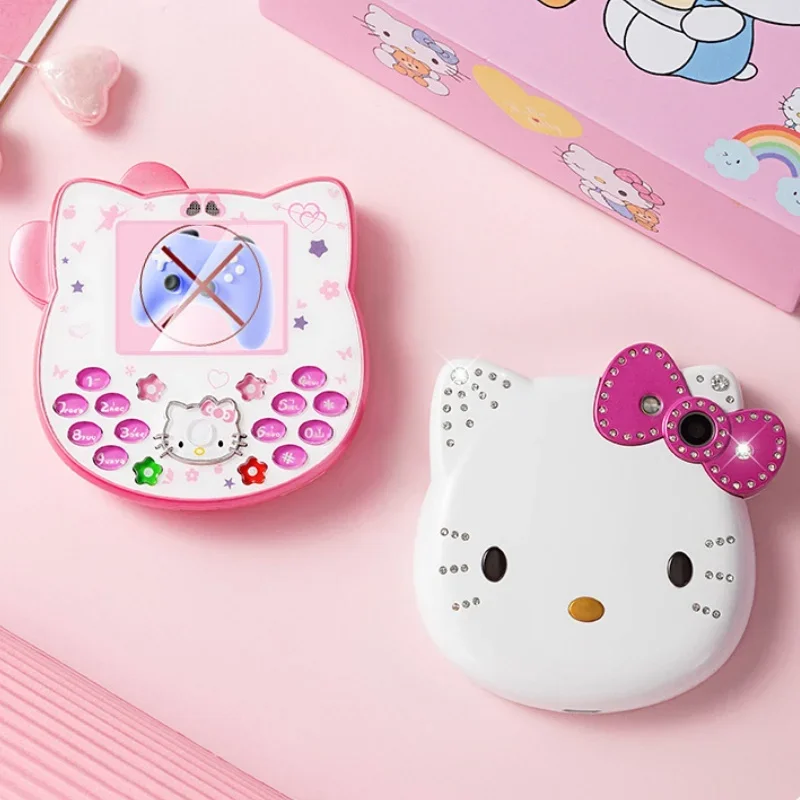 

Лидер продаж 2024 Sanrio Kawaii Hello Kitty Мини телефон мультфильм дети Taiml милый телефон фестиваль День рождения модные игрушки для девочек детский подарок