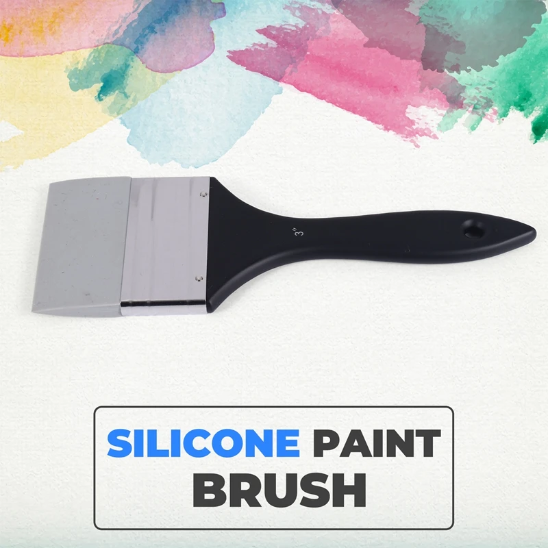 ●Silicone Color Shaper Brush Wide Firm Flat Silicone Paint Brush Flexible Acrylic and Water Based Painting Tool, 3 Inches