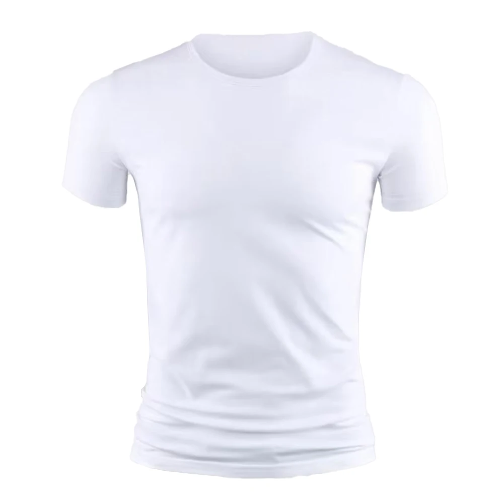 Summer Men\'s Short Sleeve T-Shirt Basic Plain Casual Gym Muscle Crew Neck T-shirts Slim Fit Tops Tee Clothing For Man