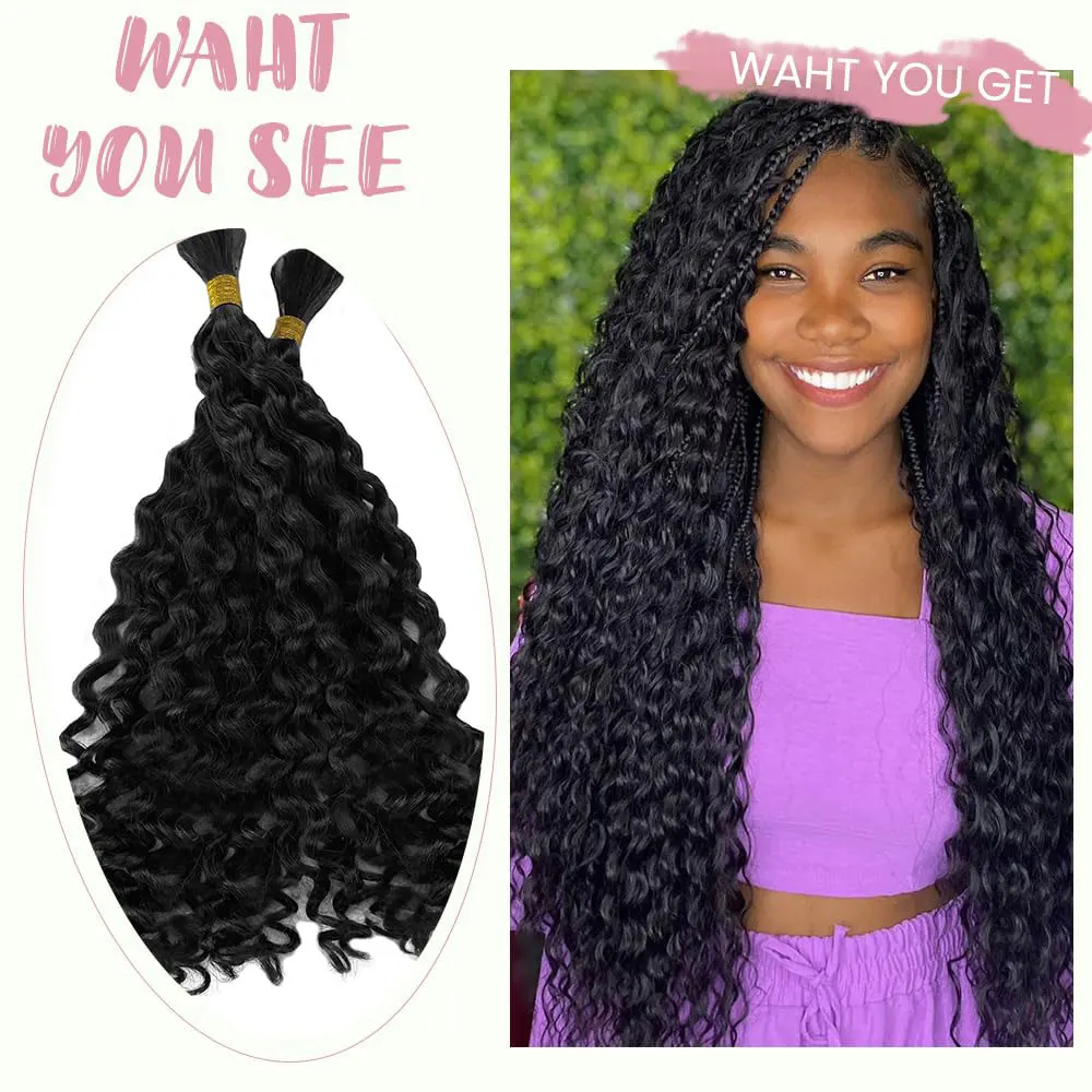 Human Braiding Hair Curly Deep Wave Human Braiding No Weft  Brazilian Human Braiding Hair For Boho Braids Wavy Braids Extensions