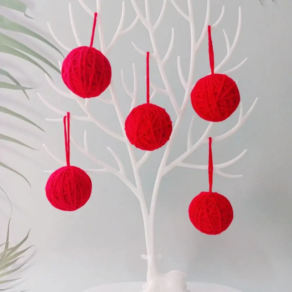 Creative 1.97inch Christmas Yarn Ball Hand-wound Colorful Christmas Woolen Ball Decorative Hanging Christmas Tree Pendant Window