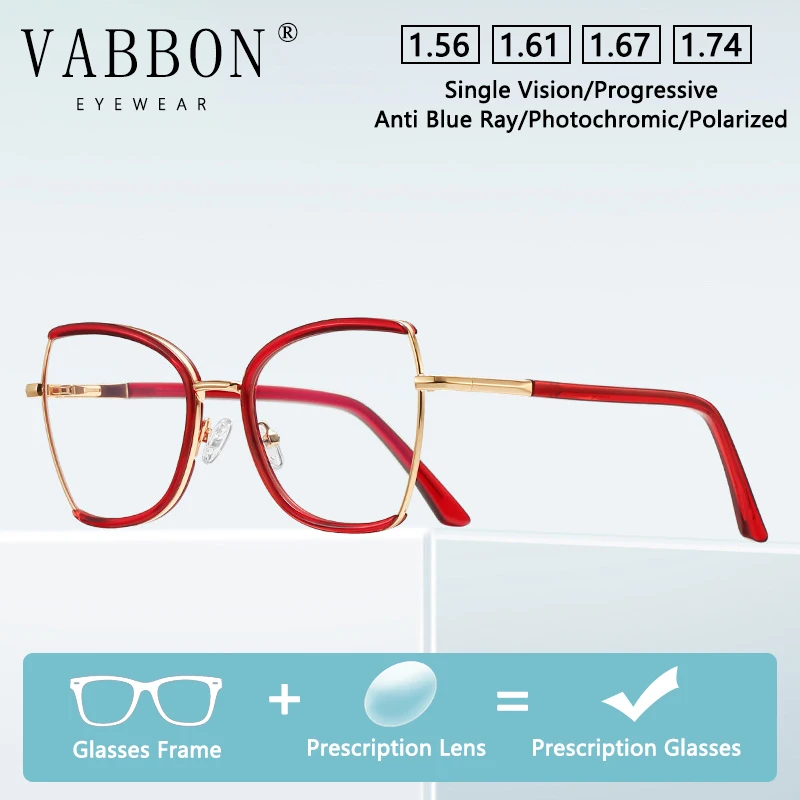 Vabbon Высококачественные модные женские ультра-прозрачные Tr с большой оправой и защитой от синего света, очки по рецепту, очки для чтения при близорукости, фотохромные очки 3158