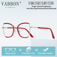 Vabbon High-Quality Fashionable Women's Ultra-Clear Tr Large-Frame Anti-Blue Light Custom Prescription Glasses Myopia Reading Glasses Photochromic Glasses 3158