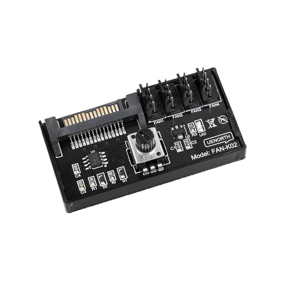 4-Way PWM Fan Speed Controller SATA DC Power On 4Pin Fan Governor NAS Server Fan Speed Regulator PWM Fan HUB Control Governor