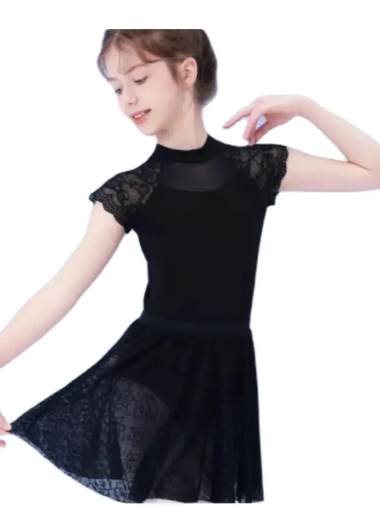 1pcs/lot children ballet dancing leotard girl solid lace backless dancing costumes