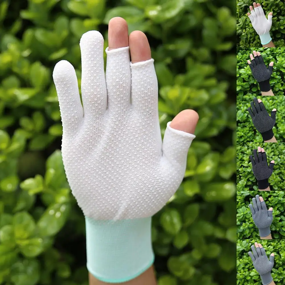 1 Pair Sports Gloves Fingerless Anti-slip Sun Protection Polyester Open Finger Fishing Tea Picking Gloves Outdoor Sports