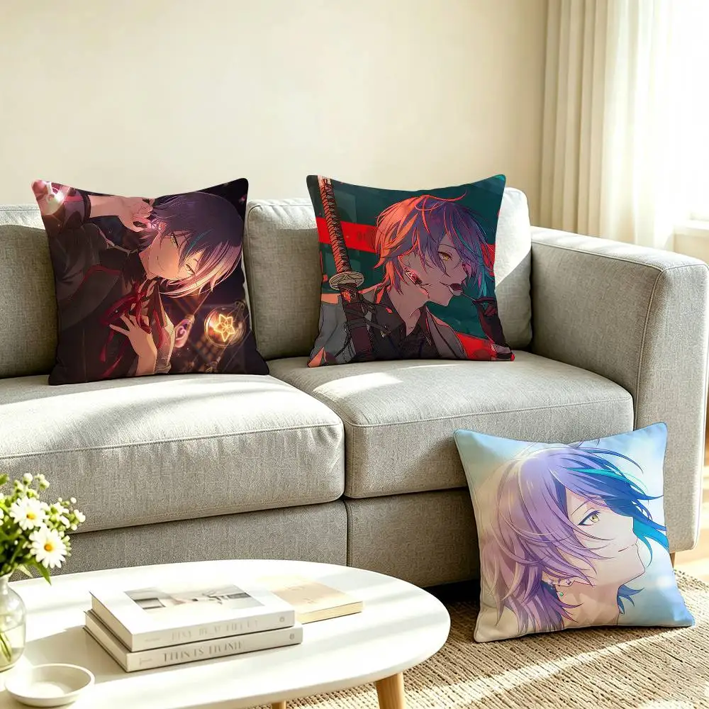 K-Kamishiro Rui Project SEKAI Square Double-Sided printed Pillow Case Bedroom Bedside Pillow Sofa Cushion Cover