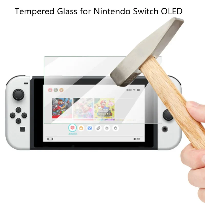 Pellicola salvaschermo per Nintendo Switch OLED 9H vetro temperato HD pellicola protettiva rigida antigraffio in vetro protettivo trasparente