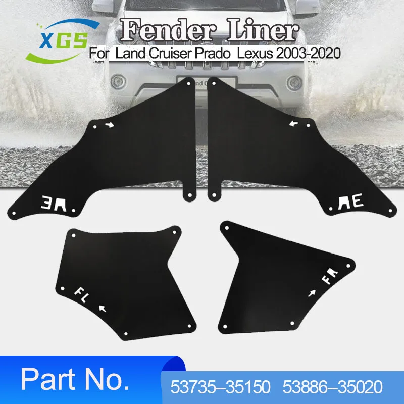 53735-35150 Splash Shield Fender Liners For Toyota Land Cruiser Prado Lexus 2003-2020 Apron Seal Mud Flaps Guards W/Clips