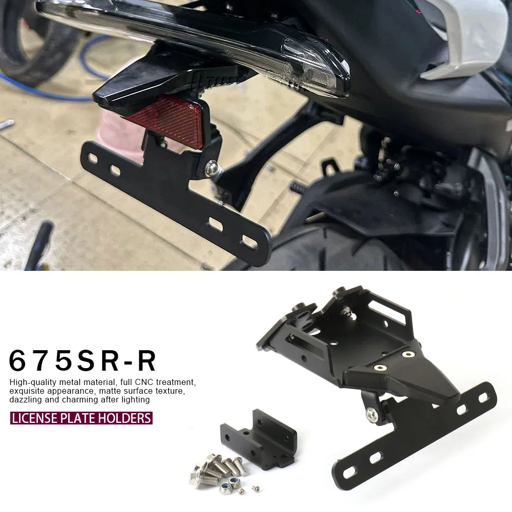 

Motorcycle License Plate Bracket Taillight Fixed Folding Number Plate Light Mount For CFMOTO 675SR-R 675SRR 675SR R