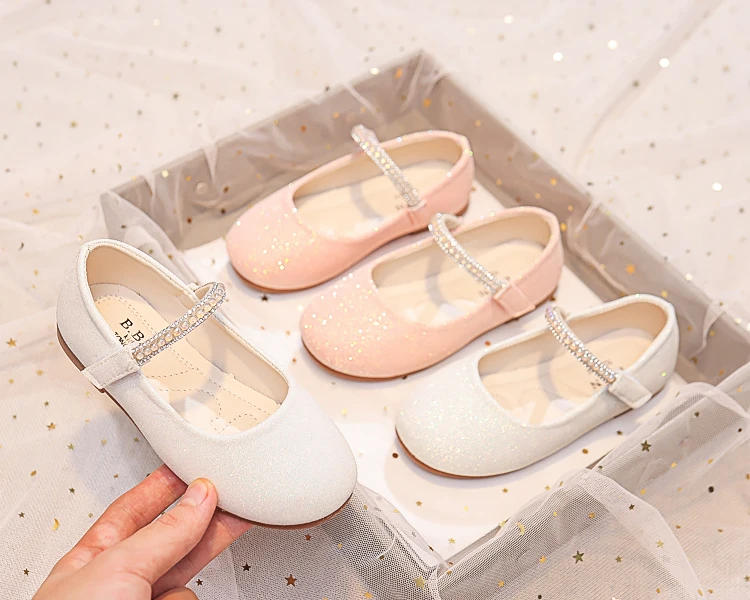 Mädchen Mary Janes Schuhe für Party Hochzeit Kinder Prinzessin Schuhe Kinder Strass Glanz Schuhe Einfarbig Einfache Nicht-slip 2025 – Detail 3