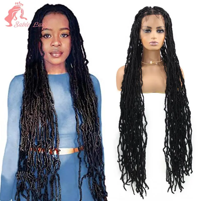 

40 Inch Long Butterfly Locs Braided Wigs Synthetic 360 Full Lace Front Wigs for Black Women Passion Twist Box Braided Lace Wig