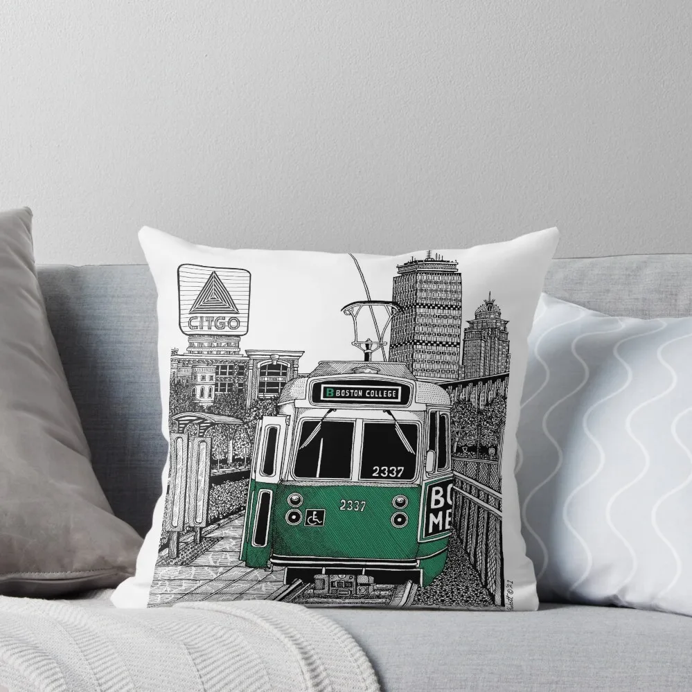 Kenmore Square Green Line Throw Pillow Christmas Cushion For Home autumn pillowcase