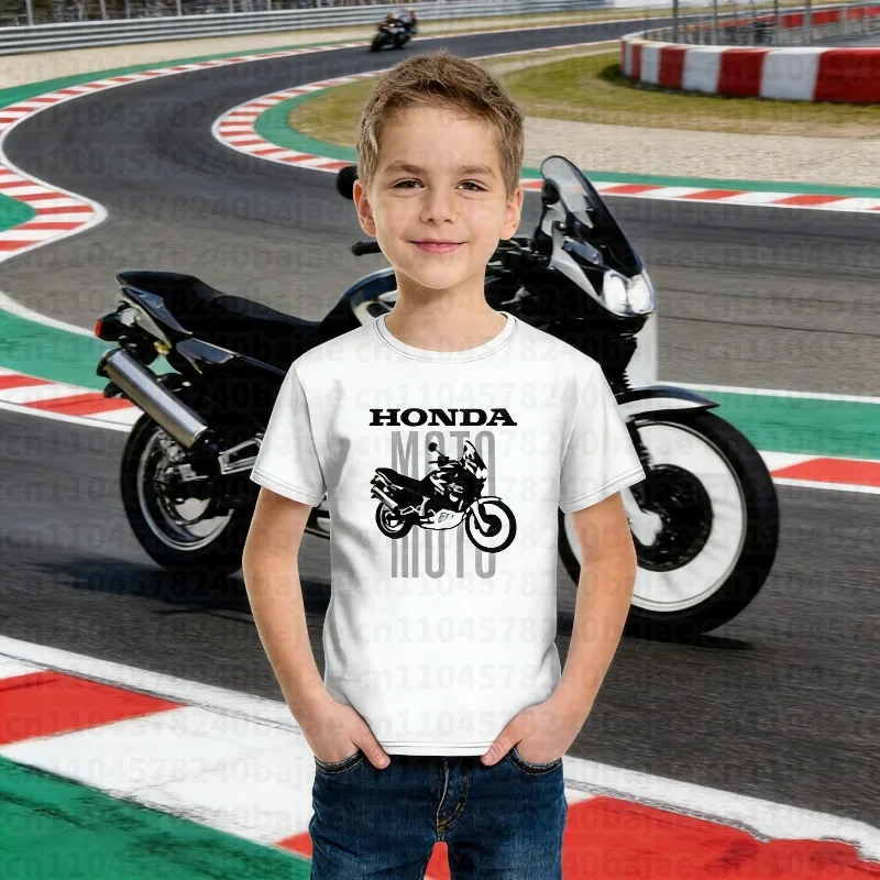 

Футболка в стиле мотоциклетной экипировки Honda, лето 2025-26, с коротким рукавом, гоночный дизайн, в байкерском стиле, для мальчиков и девочек
