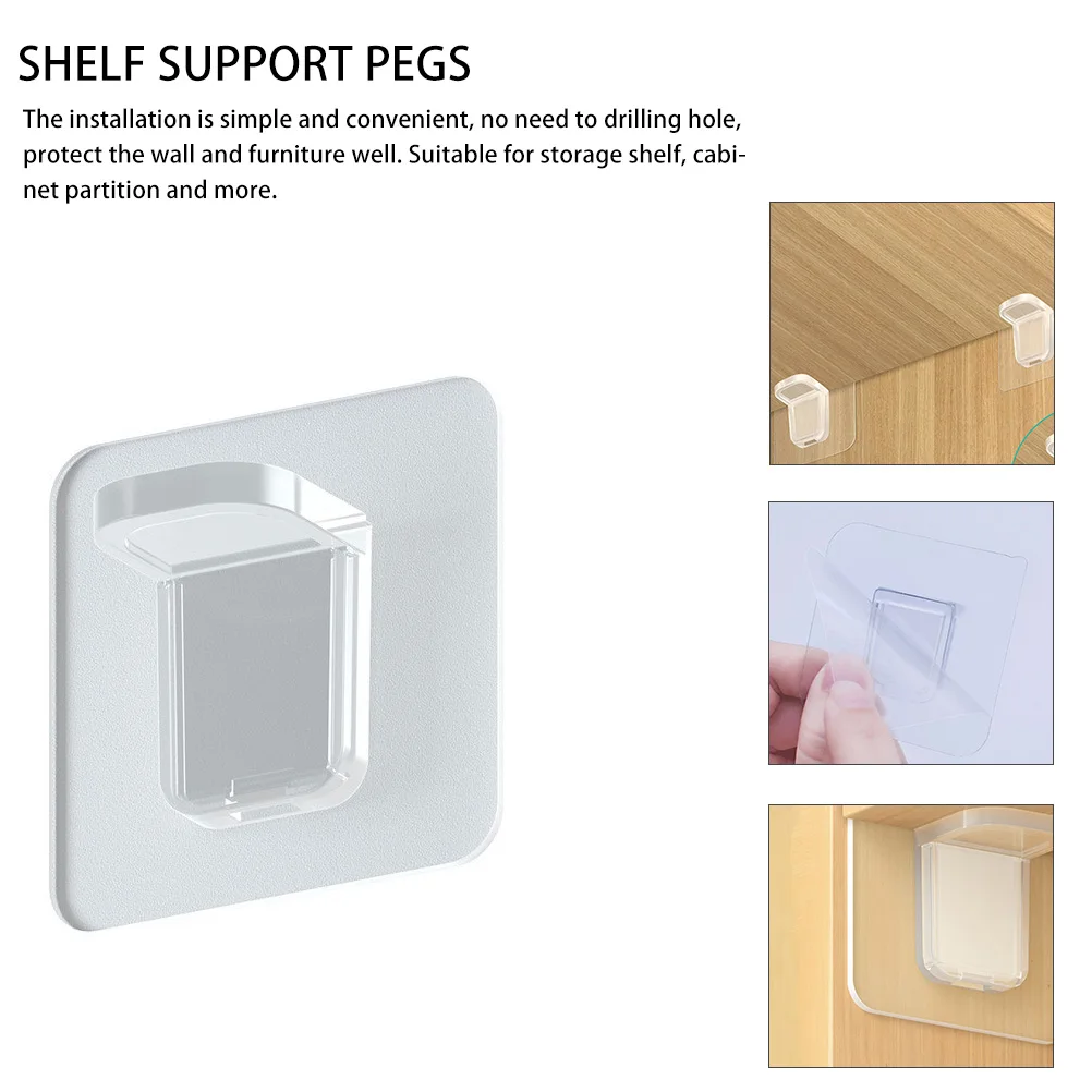 24pcs Transparent Partition Holder Wall Shelf Brackets Bookshelf Support Closet Load-Carrying Bracket Punch-Free Shelf Bracket