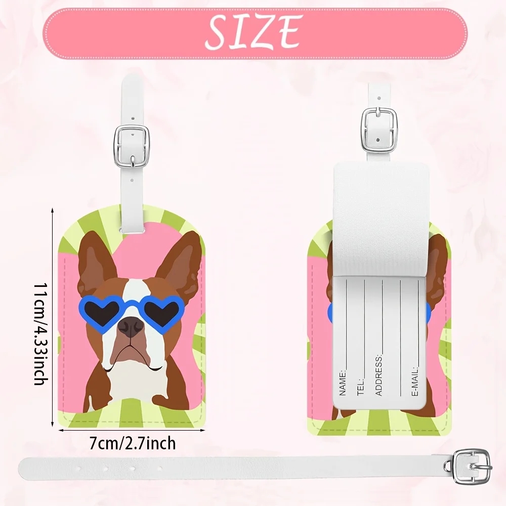 Funny Animal PU Luggage Tag Suitable for Travel Bags Backpacks Gym Bags Lightweight PU Material with Suitable for Suitcases
