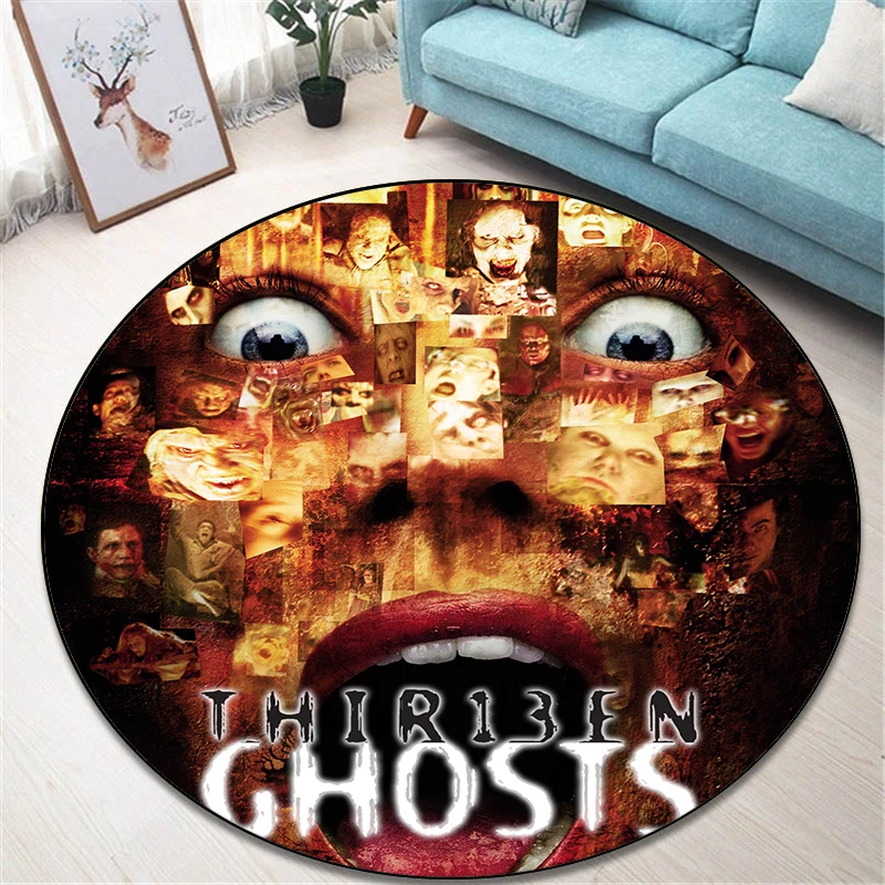 Horror Film Personages Rond Tapijt Voor Woonkamer Tapijten Camping Picknick Matten Flanel Anti-Slip Kleed Yoga Mat Geschenken