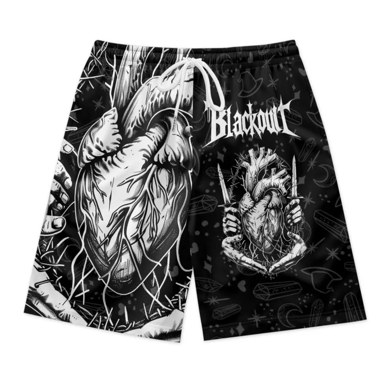 Heart Killer Print Men's Summer Drawstring Waist Shorts Polyester Streetwear Sport Beach Shorts Clothing Bottoms