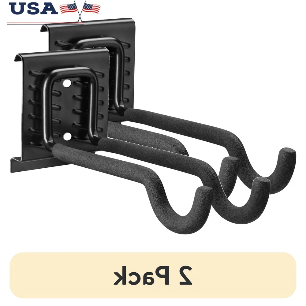 

2 Pack Durable Steel Garage Storage Hooks with Rubber Grip Heavy Duty Wall Mount Easy Installation Holds 55 lbs Each