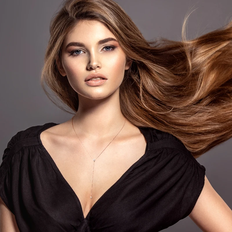 Женское Ожерелье с бриллиантами IOGOU, ожерелье с кисточкой из розового золота 925 пробы и покрытием из желтого золота, ювелирные украшения для девушек