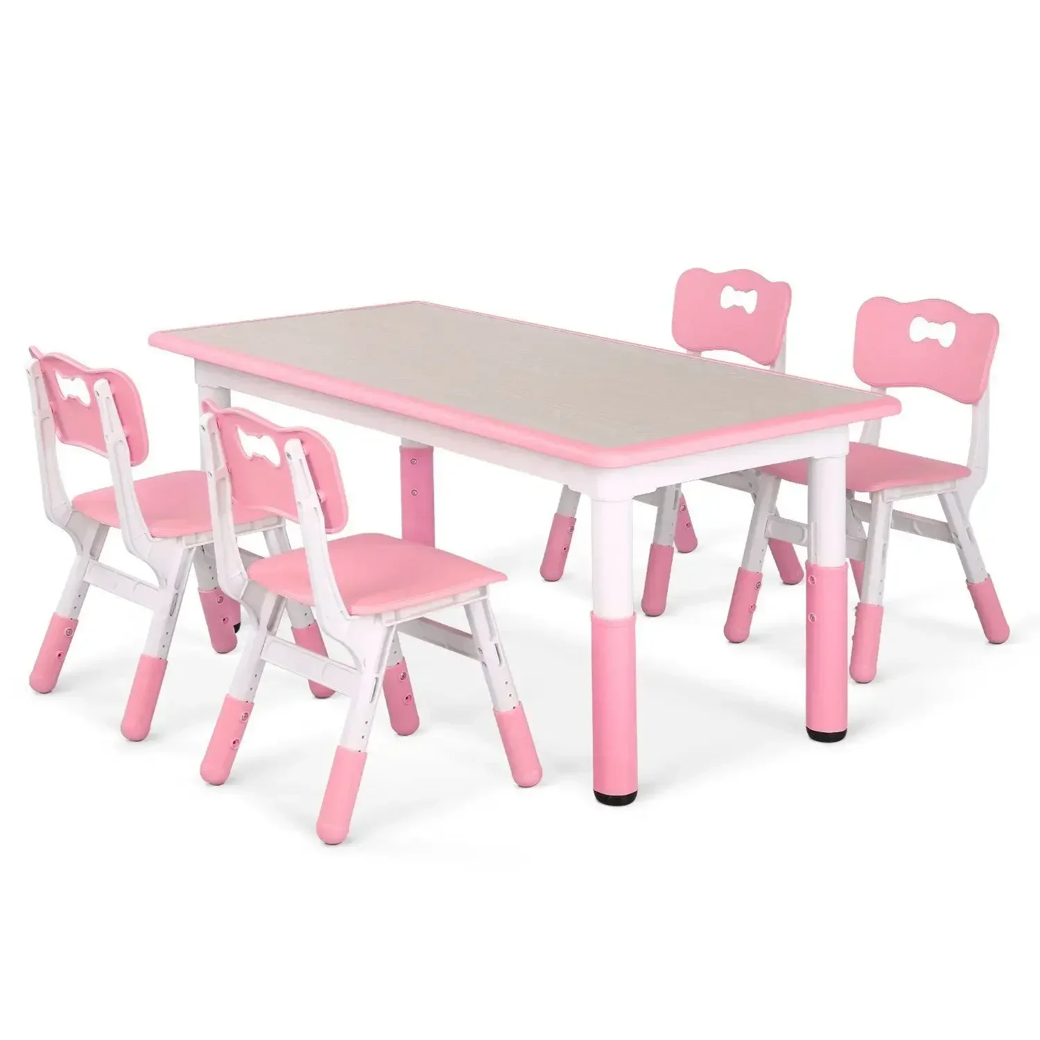 Kids Table and 4 Chairs Set Height Adjustable Toddler Multi-Activity Table Set Study Write, Play for Kids Child Table and Chair
