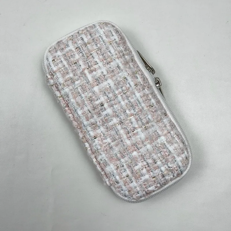 Original Diy Pink Multi-pen Pouch Fabric Pen Holder Simple Knitted Zipper Pen Case
