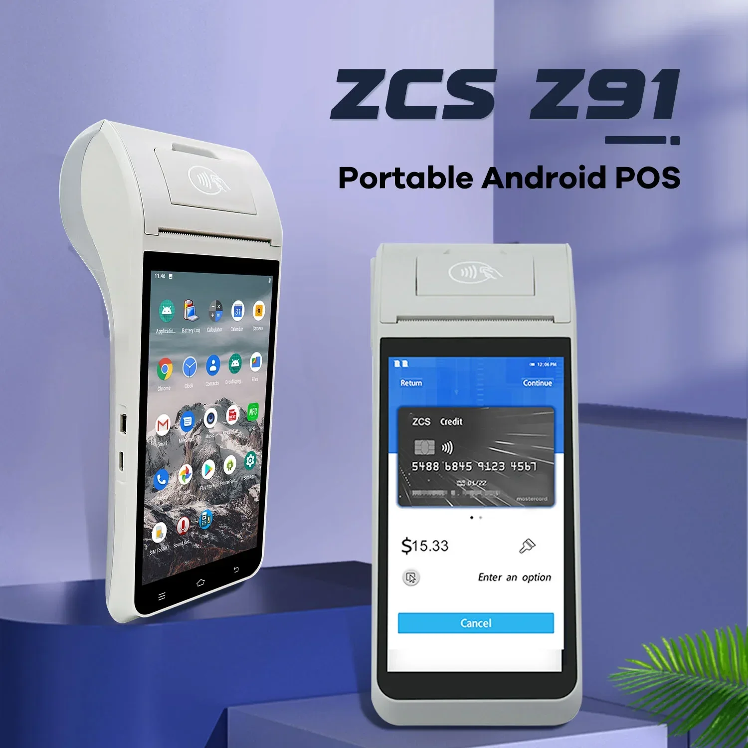 Z91 5.5inches Hand held POS Printer with 4G Wifi Bluetooth NFC Printer Camera Fingerprint