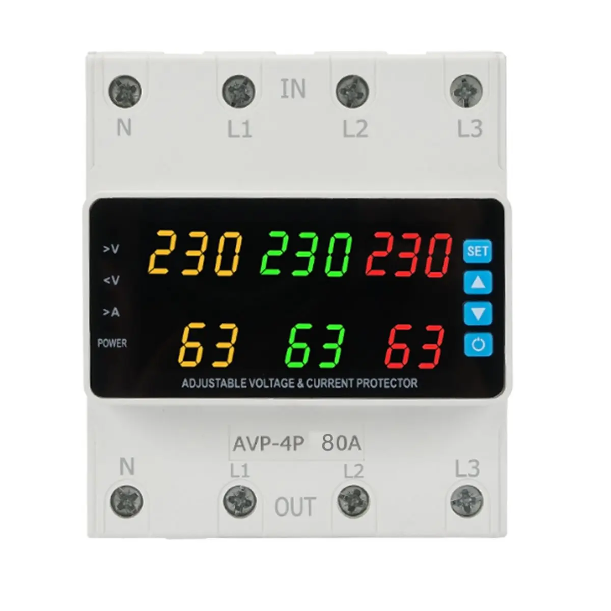 (AIMA) 3 Phase 220-380v Voltage Relay 80A Changeover Switch Overvoltage/Undervoltage/ Overcurrent/Phase Loss Protection Keep