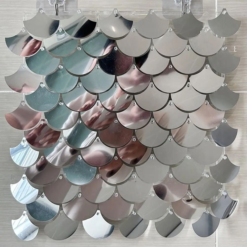 Fashion Shimmer Fish Scale Shaped Sequin Backdrop Shower Wedding Sequin Panel Wall Decor Birthday Decoration Photo Backdrop