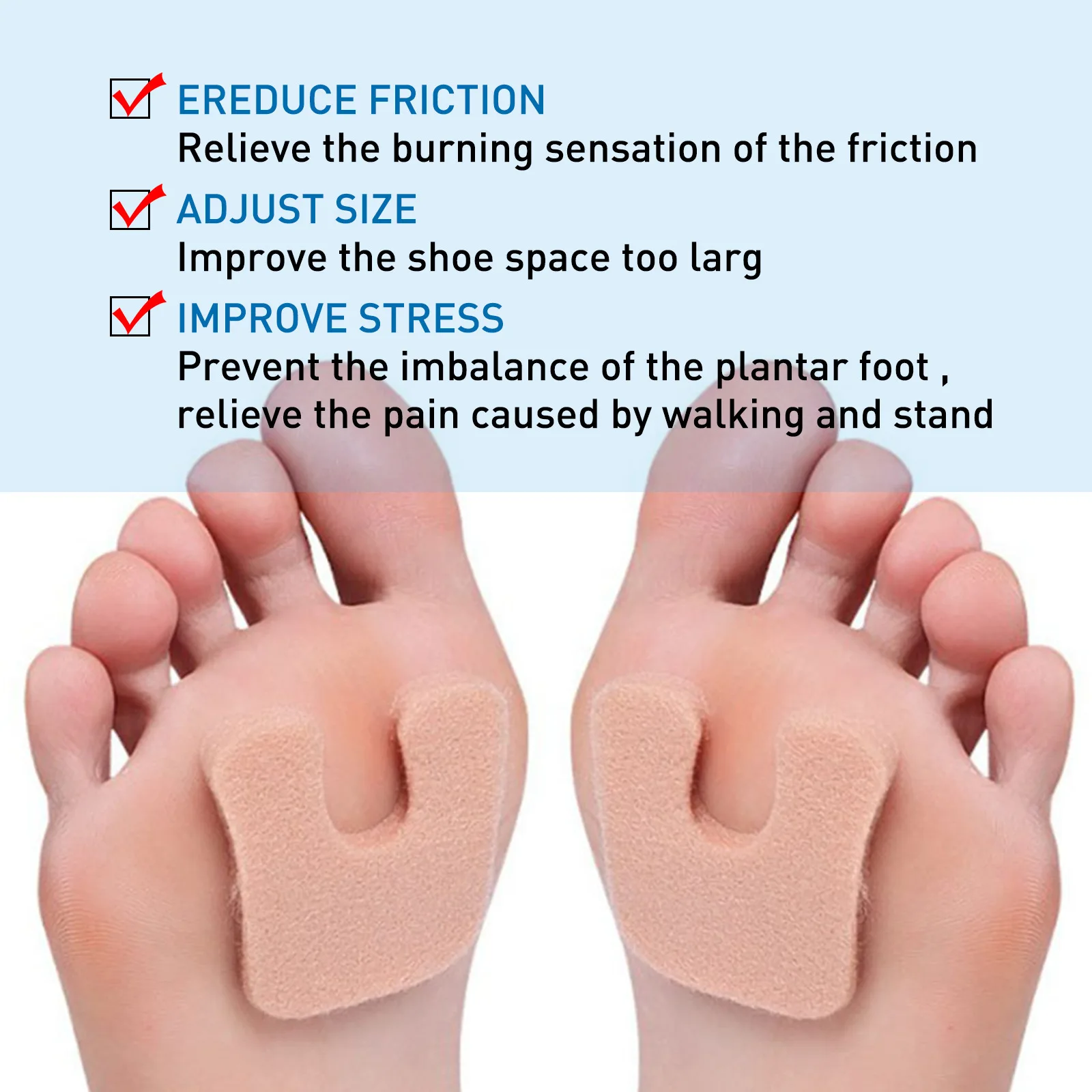 Felt Forefoot Pad ฟุตปวด Relief Anti-Slip Protector รองเท้าส้นสูง Cushion Soles Anti Abrasion U-รูป pad Foot Care